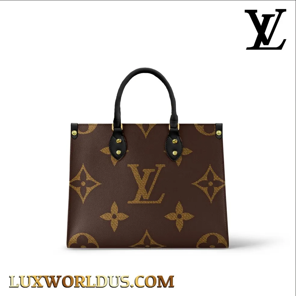 brown Louis Vuitton OnTheGo Leather Handbag