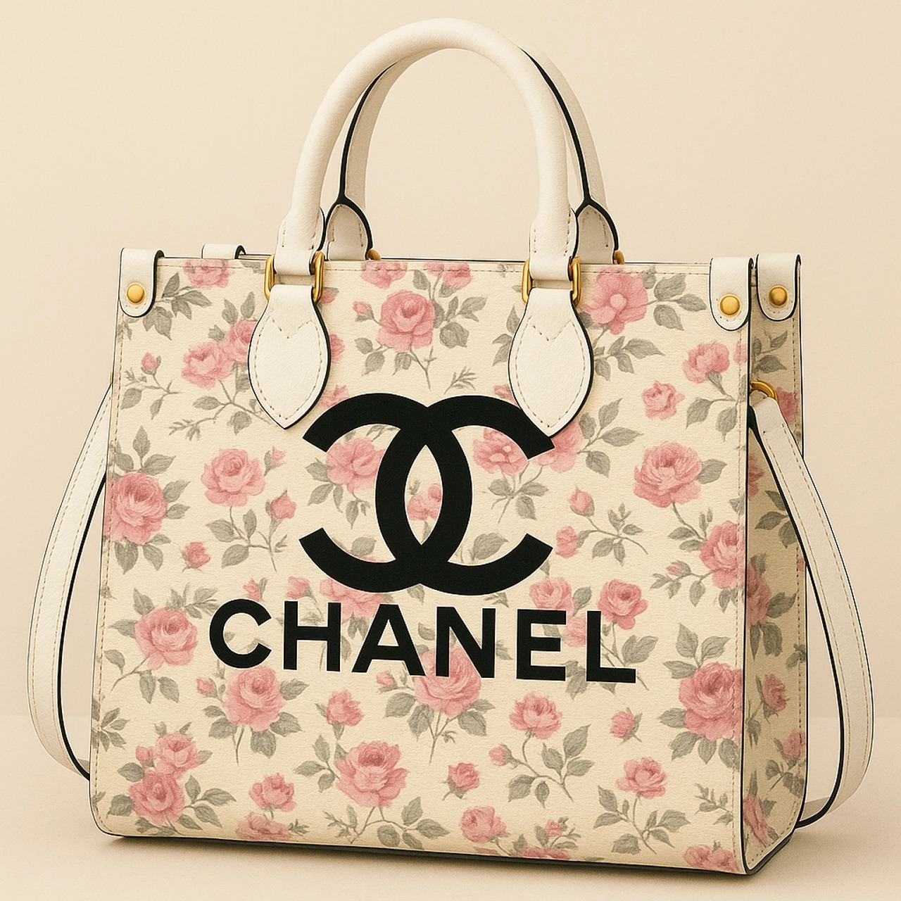 Chanel Logo Floral Premium Leather Handbag
