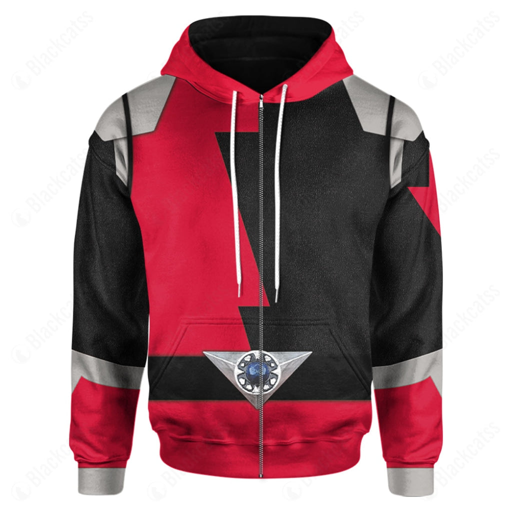 Power Rangers Hyperforce Red Costume Cosplay Hoodie Tracksuiit Sweatpants Cosplaytracksuit - Image 4