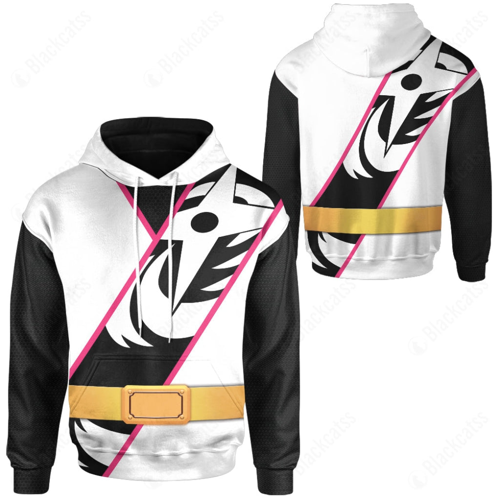 Power Ranger Ninja Steel White Ranger Costume Cosplay Hoodie Tracksuiit Sweatpants Cosplaytracksuit - Image 3