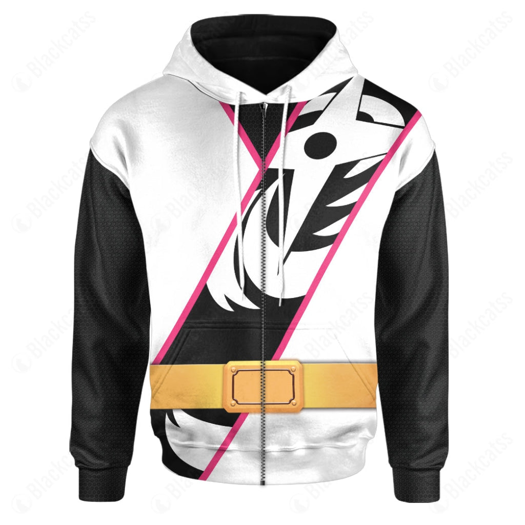 Power Ranger Ninja Steel White Ranger Costume Cosplay Hoodie Tracksuiit Sweatpants Cosplaytracksuit - Image 4
