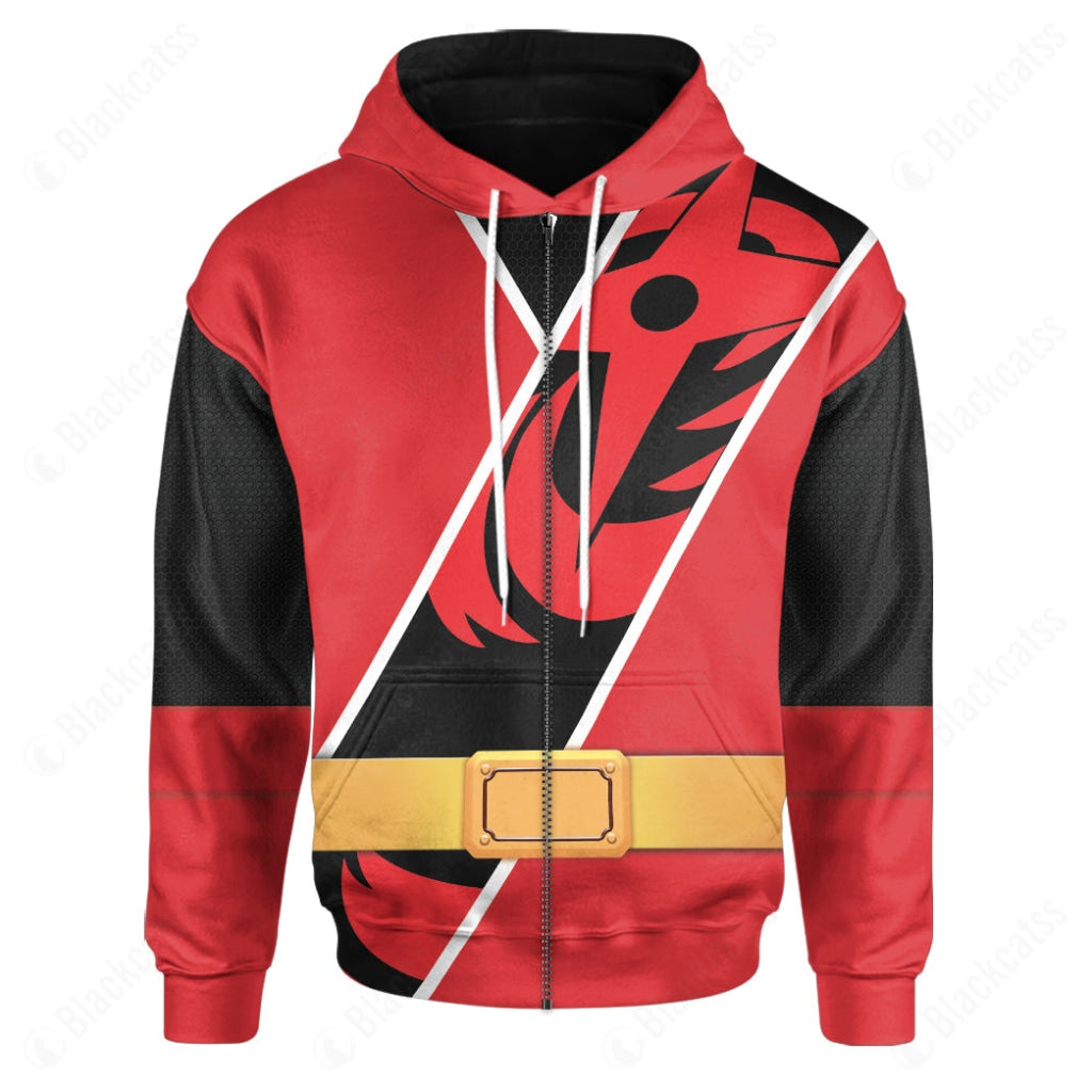 Power Ranger Ninja Steel Red Ranger Costume Cosplay Hoodie Tracksuiit Sweatpants Cosplaytracksuit - Image 4