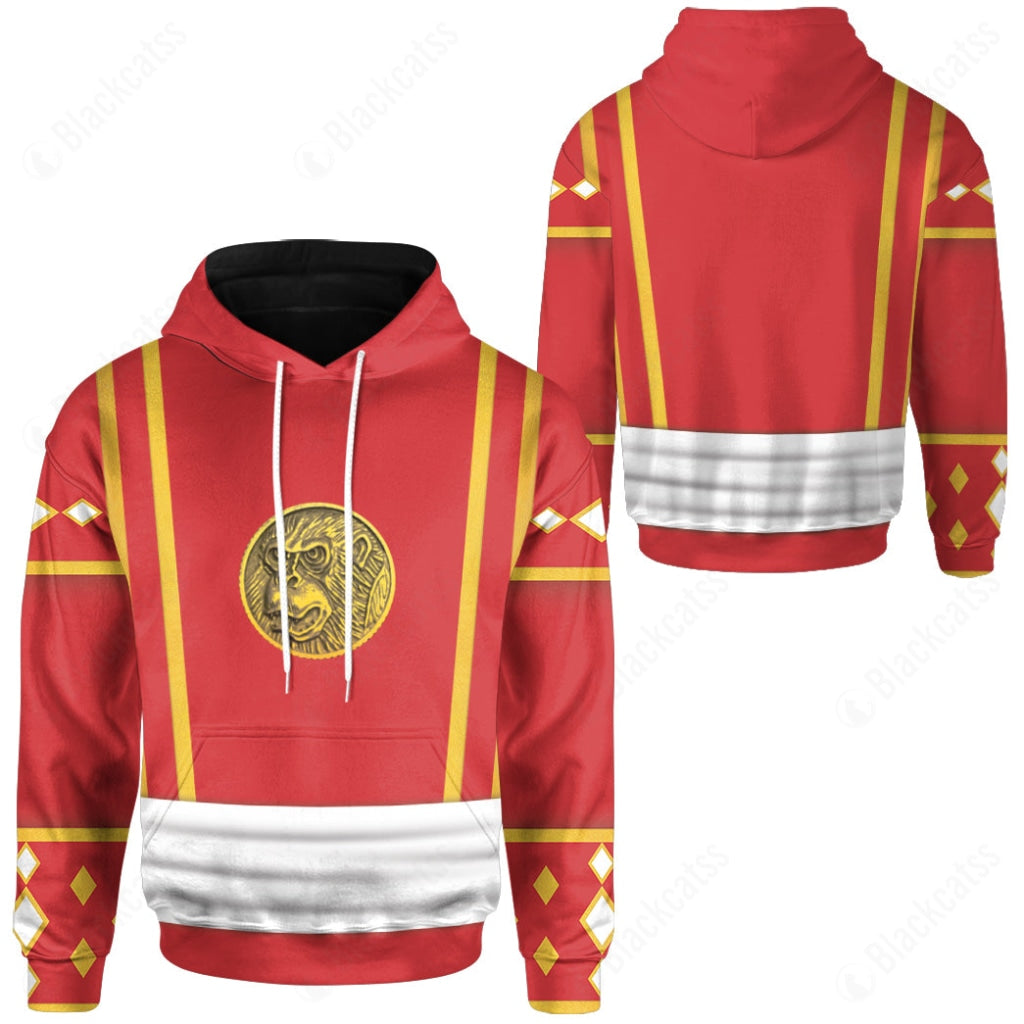 Mighty Morphin Power Ranger Ninja Rangers Red Ape Costume Cosplay Hoodie Tracksuiit Sweatpants Cosplaytracksuit - Image 3