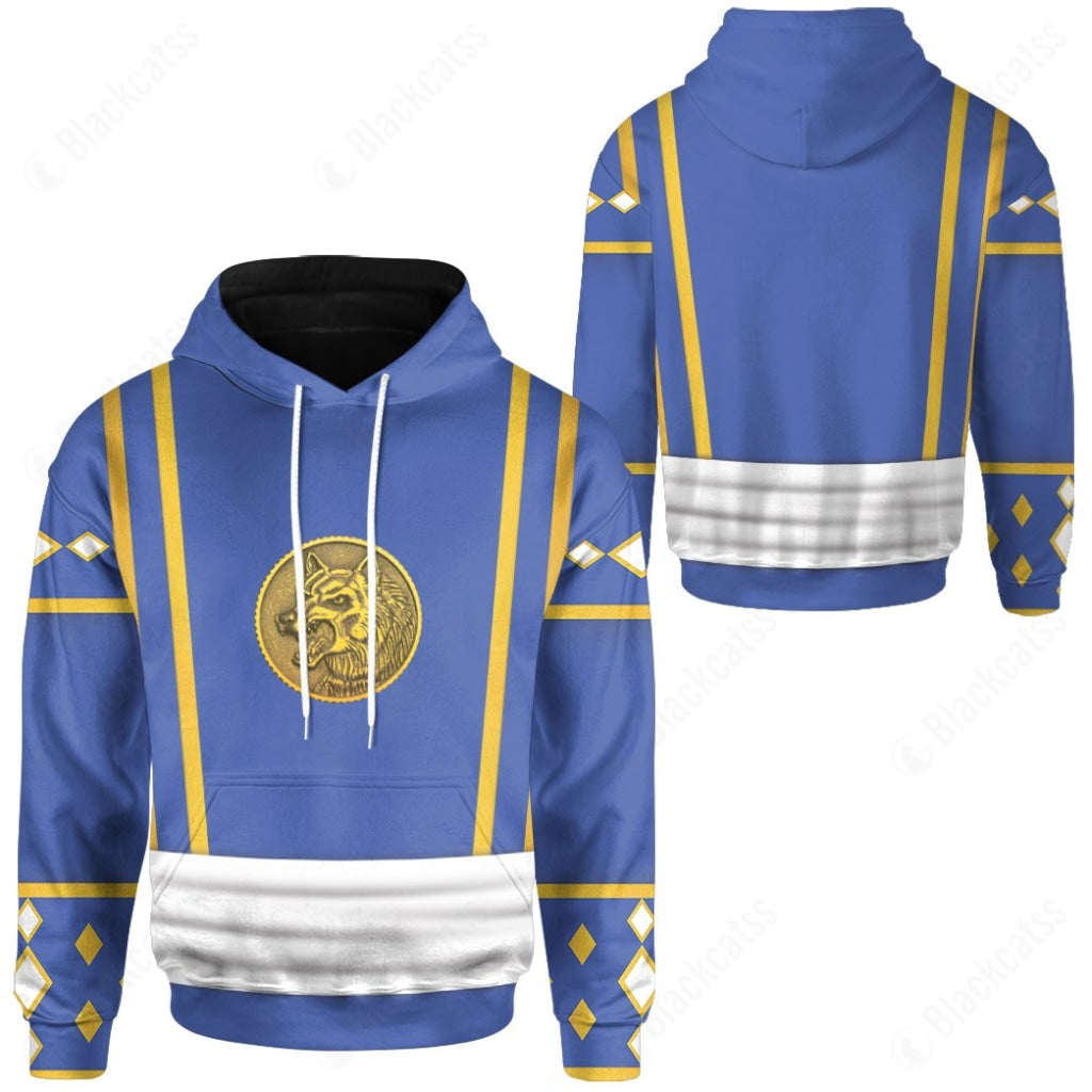 Mighty Morphin Power Ranger Ninja Rangers Blue Wolf Costume Cosplay Hoodie Tracksuiit Sweatpants Cosplaytracksuit - Image 3