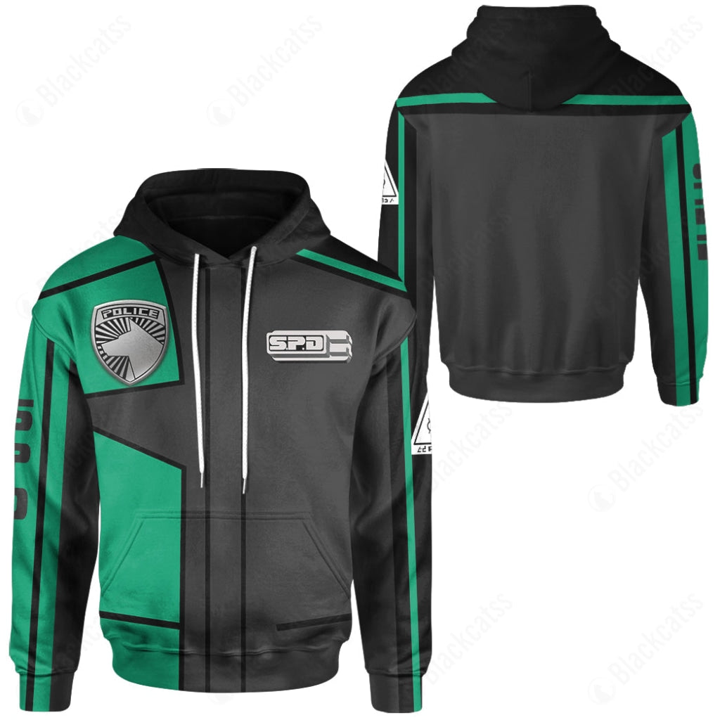 S.P.D Power Rangers Uniform Green Ranger Costume Cosplay Hoodie Tracksuiit Sweatpants Cosplaytracksuit - Image 3