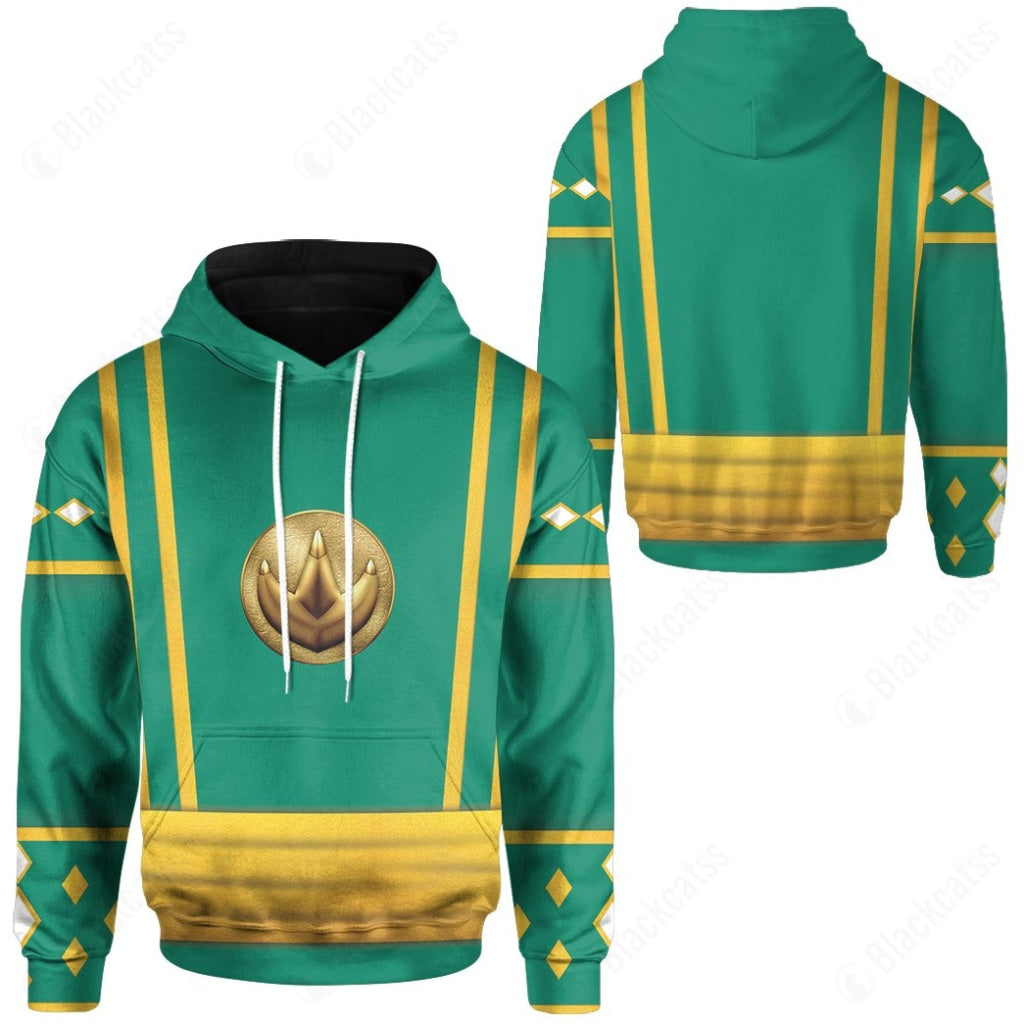 Mighty Morphin Power Ranger Ninja Rangers Green Dragon Costume Cosplay Hoodie Tracksuiit Sweatpants Cosplaytracksuit - Image 3