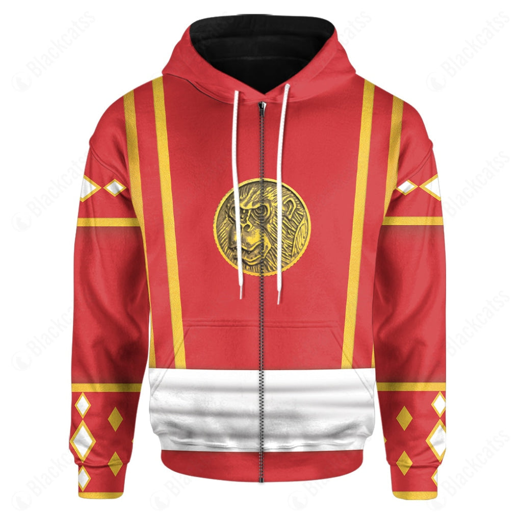 Mighty Morphin Power Ranger Ninja Rangers Red Ape Costume Cosplay Hoodie Tracksuiit Sweatpants Cosplaytracksuit - Image 4