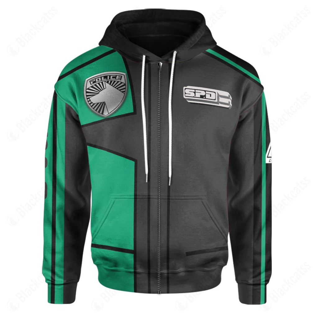 S.P.D Power Rangers Uniform Green Ranger Costume Cosplay Hoodie Tracksuiit Sweatpants Cosplaytracksuit - Image 4