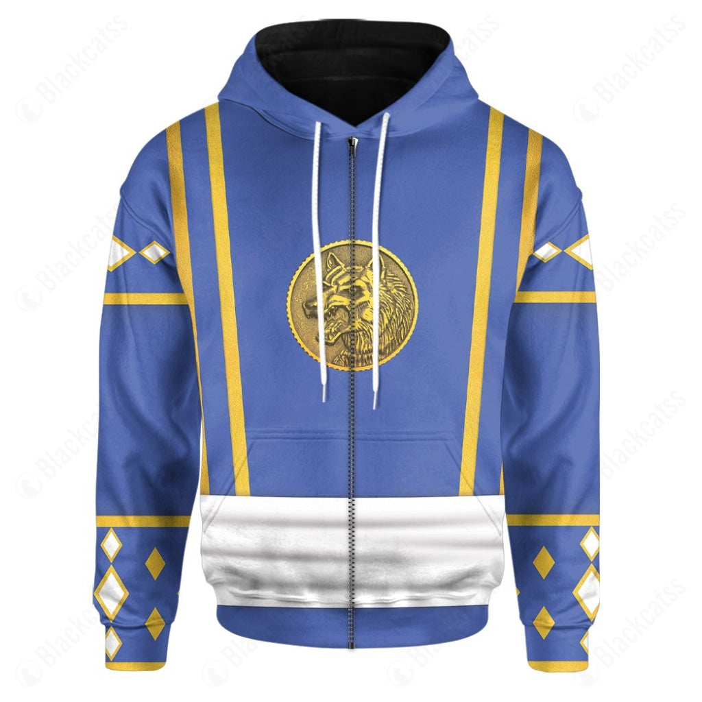 Mighty Morphin Power Ranger Ninja Rangers Blue Wolf Costume Cosplay Hoodie Tracksuiit Sweatpants Cosplaytracksuit - Image 4