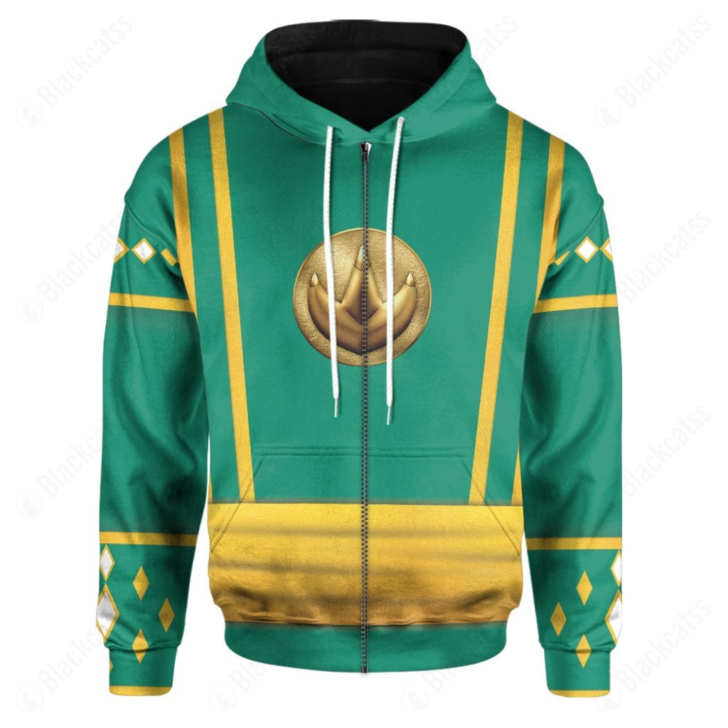 Mighty Morphin Power Ranger Ninja Rangers Green Dragon Costume Cosplay Hoodie Tracksuiit Sweatpants Cosplaytracksuit - Image 4