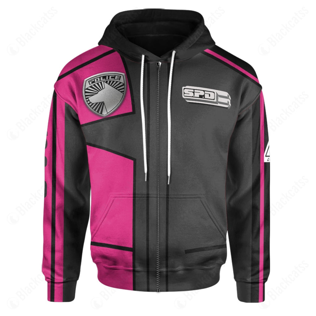 S.P.D Power Rangers Uniform Pink Ranger Costume Cosplay Hoodie Tracksuiit Sweatpants Cosplaytracksuit - Image 4