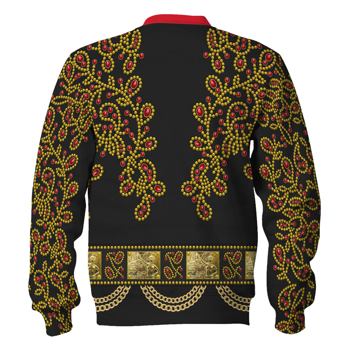 Elvis Spanish Flower Black With Red Stones Costume Hoodie Tracksuiit Sweatpants Cosplay - Image 3