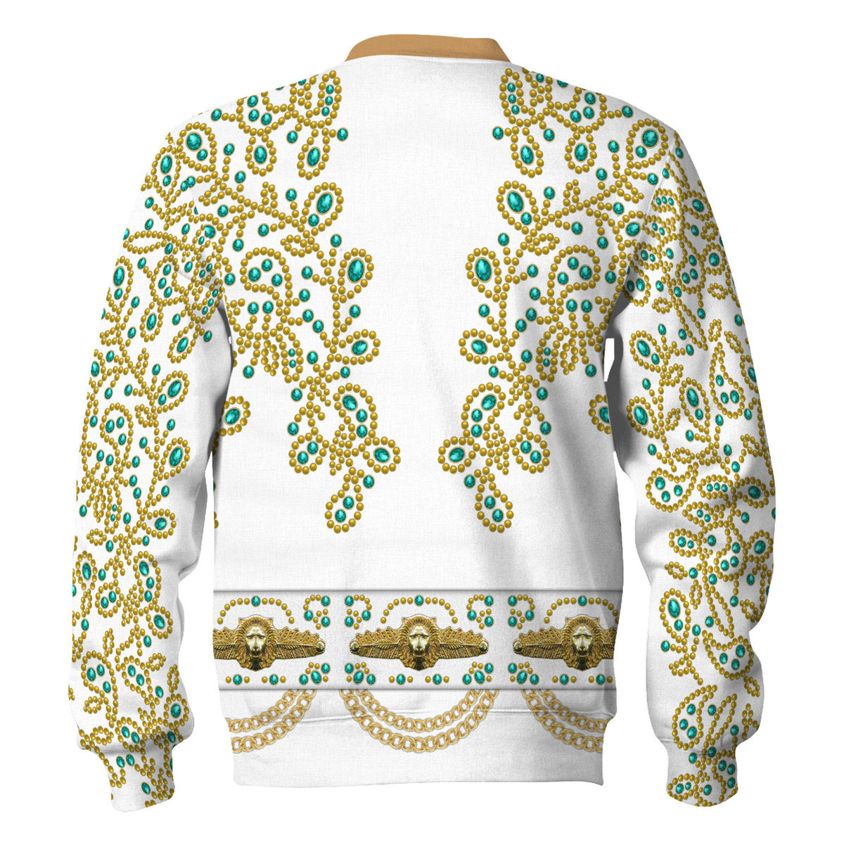 Elvis Spanish Flower White With Green Stones Costume Hoodie Tracksuiit Sweatpants Cosplay - Image 3