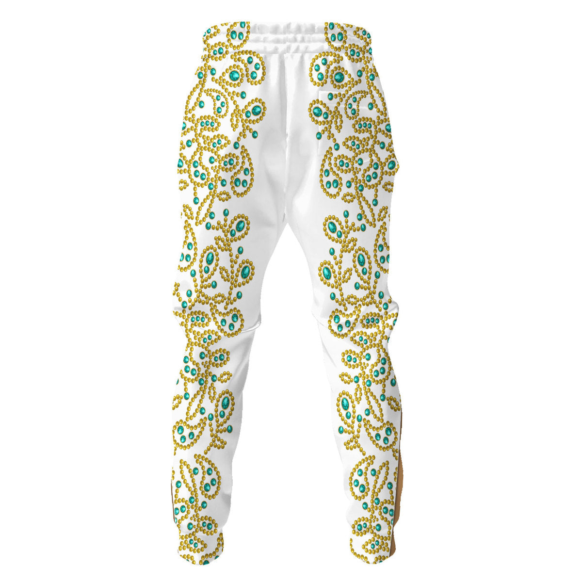 Elvis Spanish Flower White With Green Stones Costume Hoodie Tracksuiit Sweatpants Cosplay - Image 5