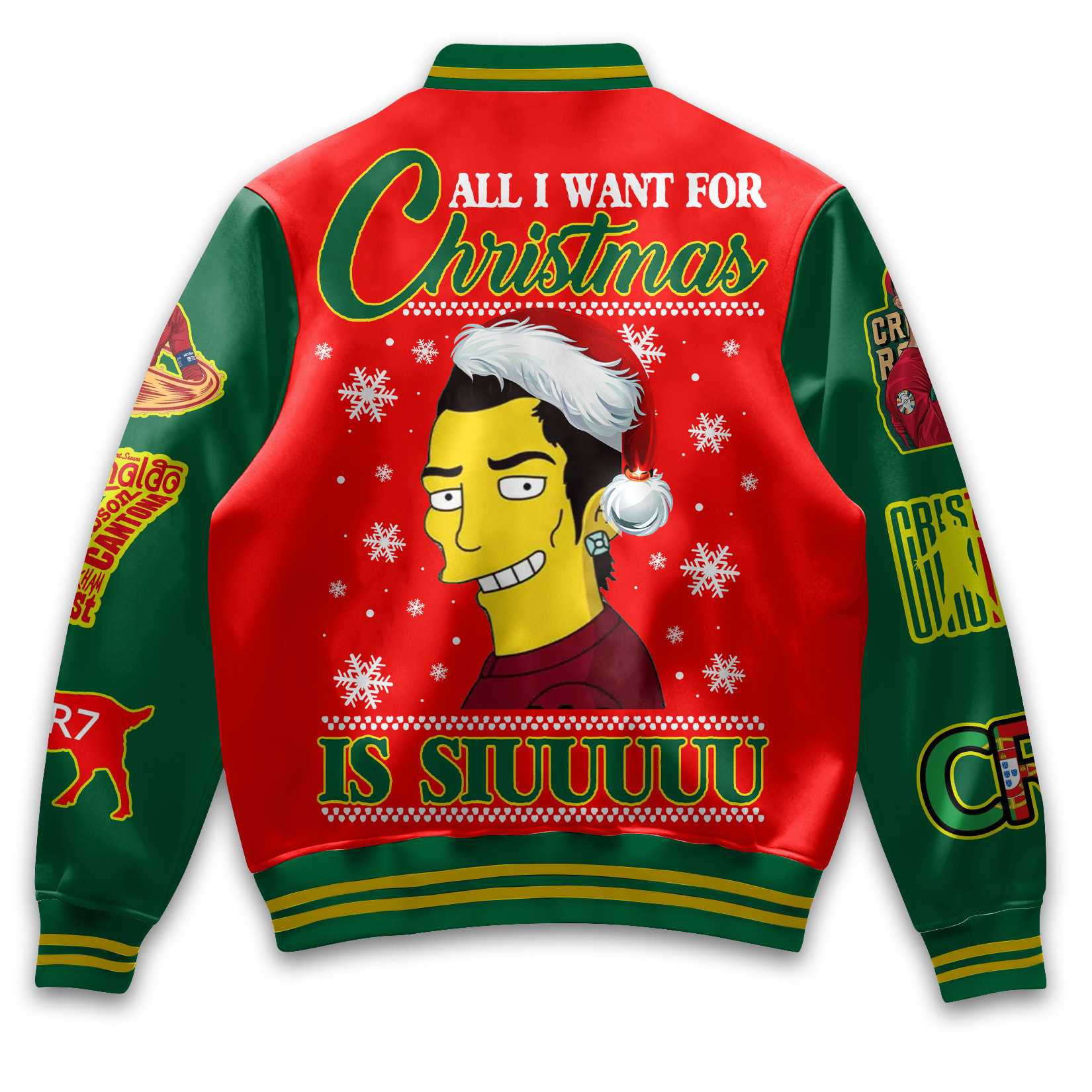 Ronaldo Christmas All I Want For Christmax Is Siuuuuu Special Baseball Jacket - Image 3
