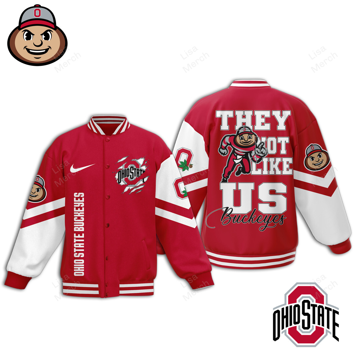 Ohio State Buckeyes They Not Like Us Buckeyes Ncaa Special Baseball Jacket - Image 3