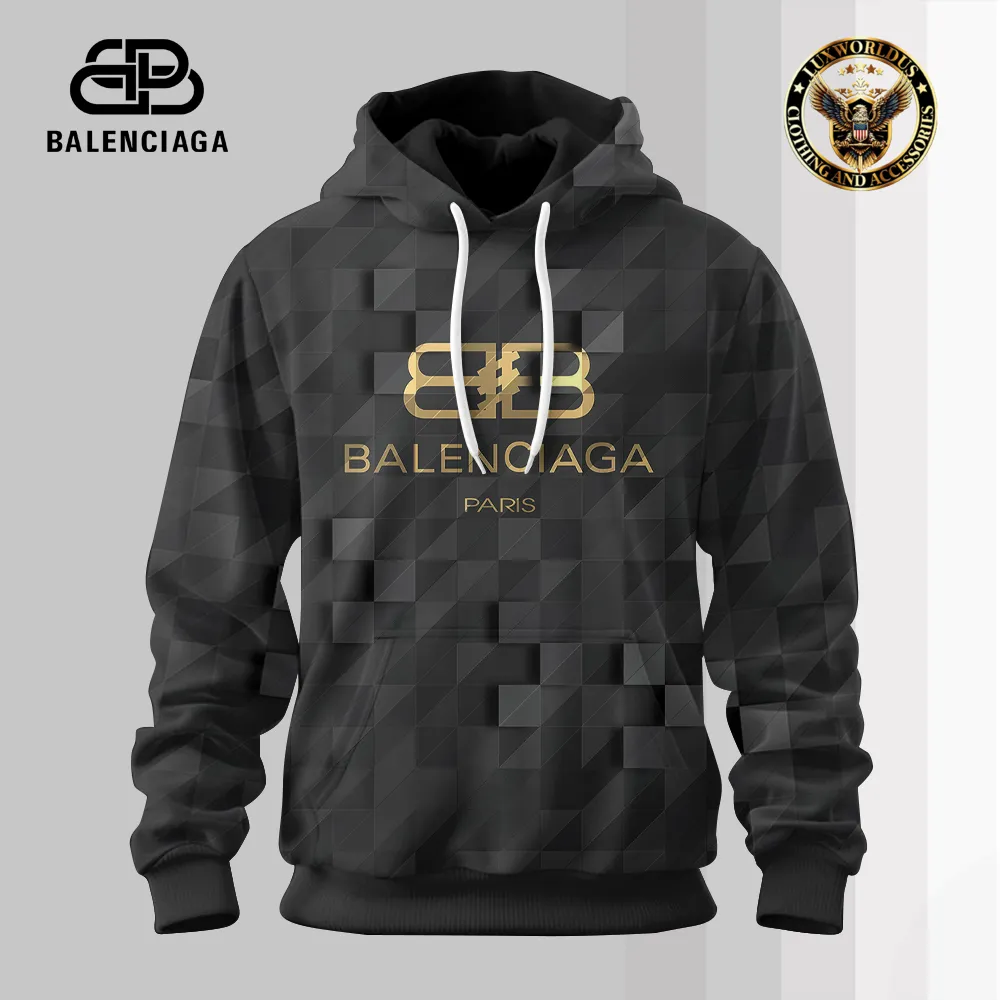 Balenciaga Black Premium Hoodie For Men Large Fit In Black