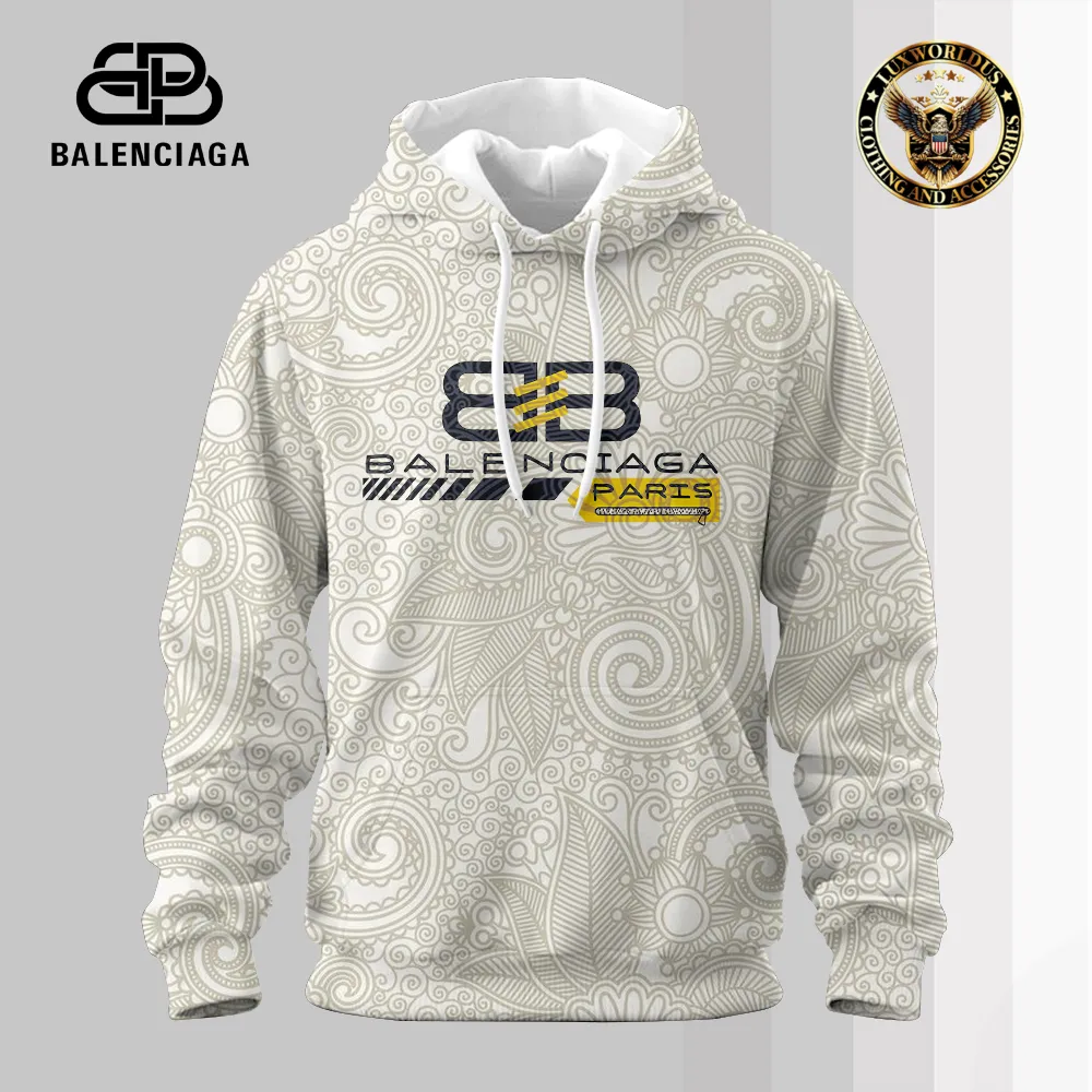 Balenciaga Logo Yellow Luxury Hoodie For Men