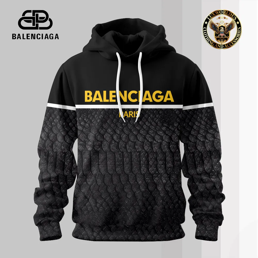 Balenciaga Logo Yellow Luxury Brand Hoodie For Men Women