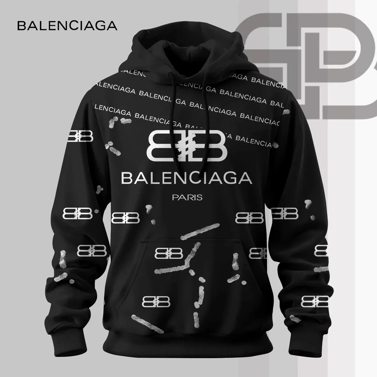 Balenciaga Black Luxury Brand Hoodie For Kids And Adults