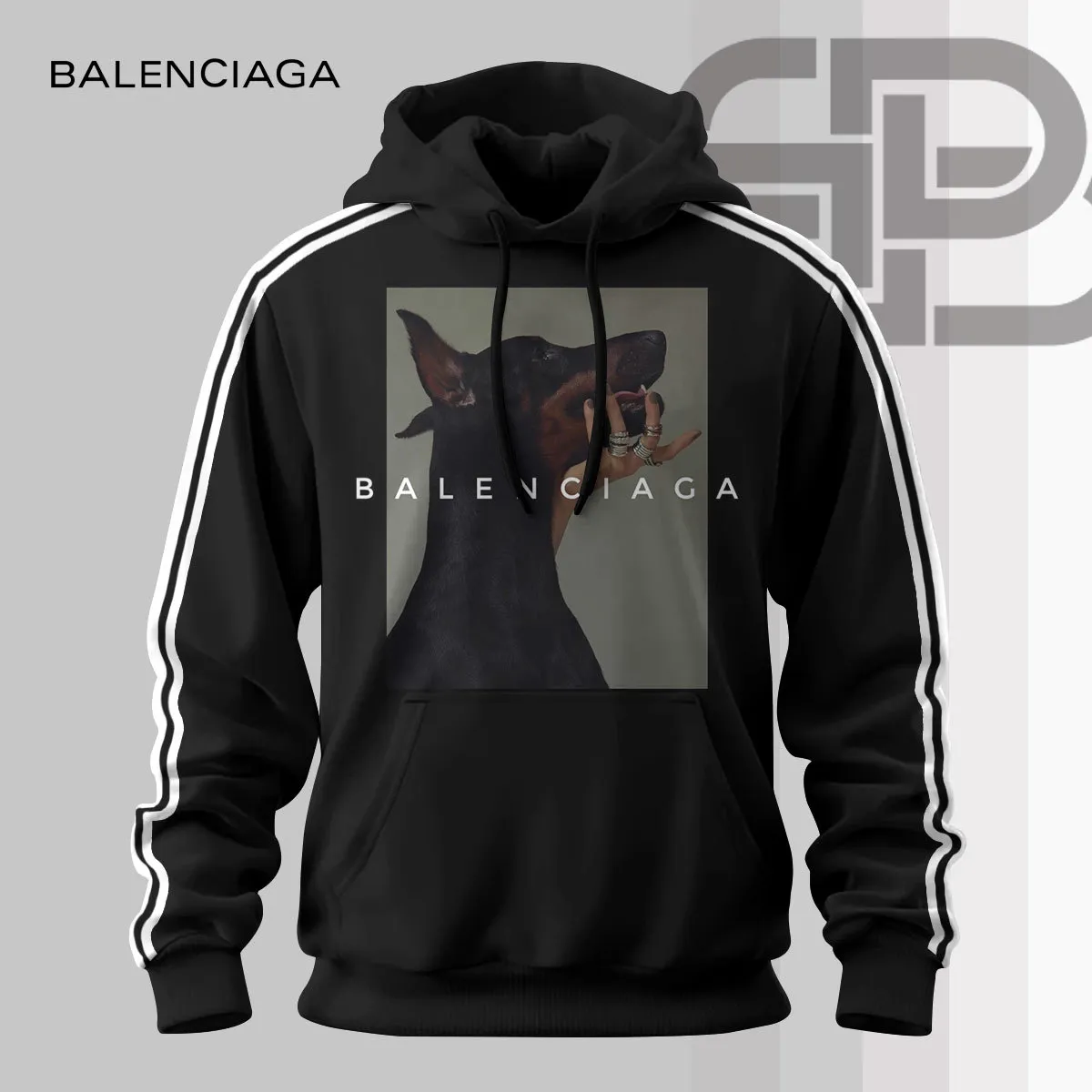 Balenciaga Black Dog Luxury Brand Hoodie For Kids And Adults