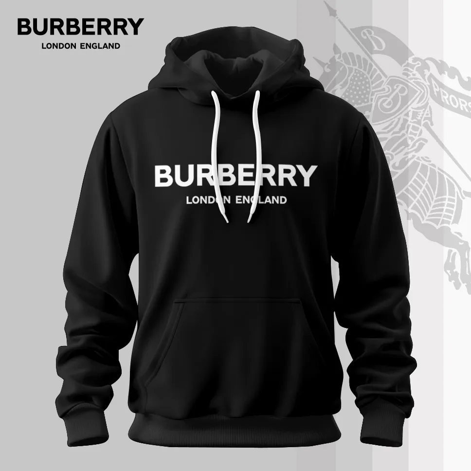 Burberry London England Black Luxury Classic Hoodie For Men