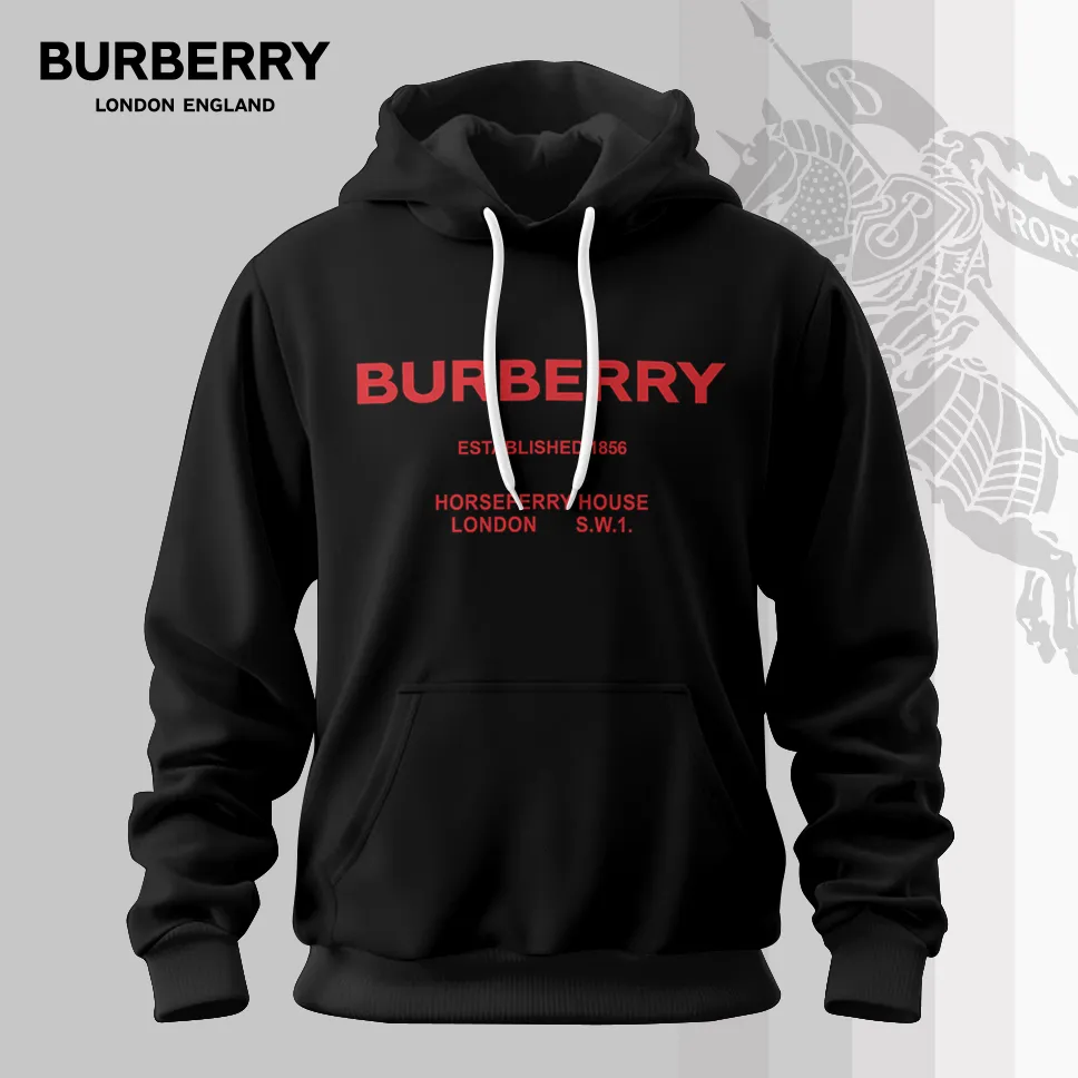 Burberry Logo Red Limited Edition Hoodie For Men Oversized
