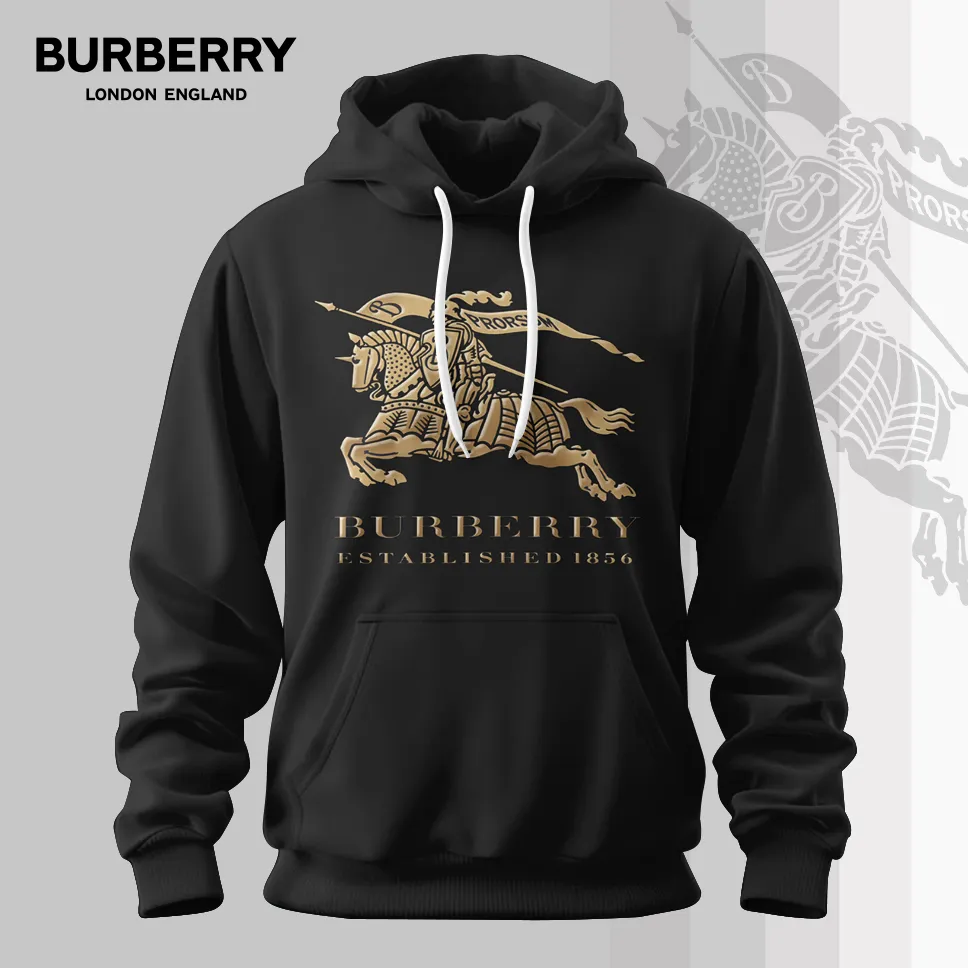 Burberry London England Equestrian Luxury Classic Hoodie For Men Black