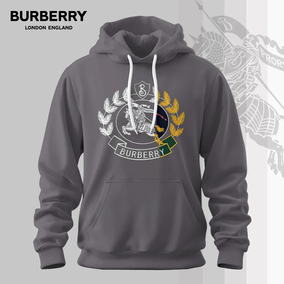 Burberry Log Luxury Classic Hoodiefor Men Gray
