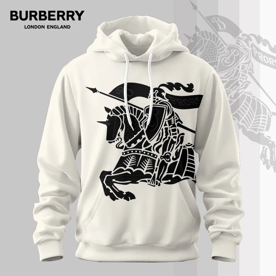 Burberry Equestrian Luxury Hoodie For Men Cream
