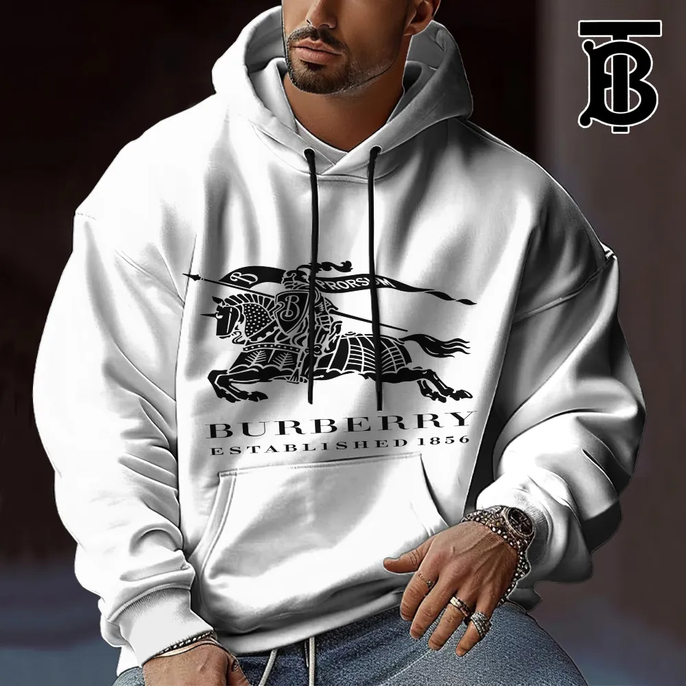 Burberry Established 1856 Premium Hoodie For Men White