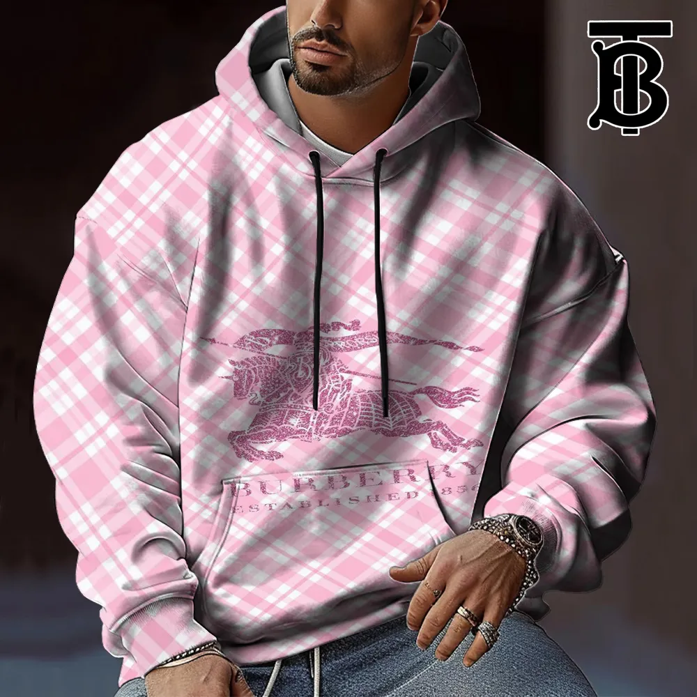 Burberry Established 1856 Premium Hoodie Gifts Men Pink