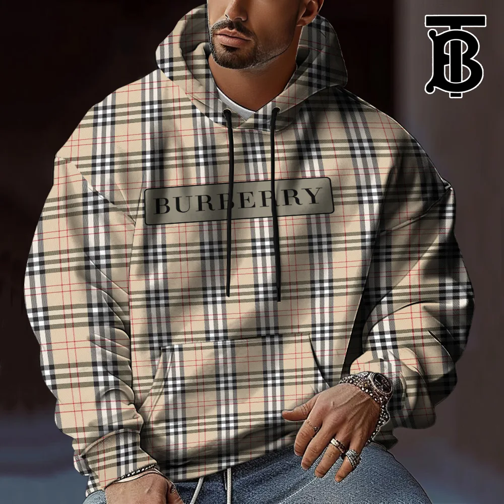 Burberry Men Premium Hoodie Oversized Fit In Cream