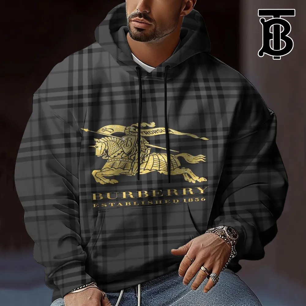 Burberry Limited Edition Classic Hoodie For Men Gray