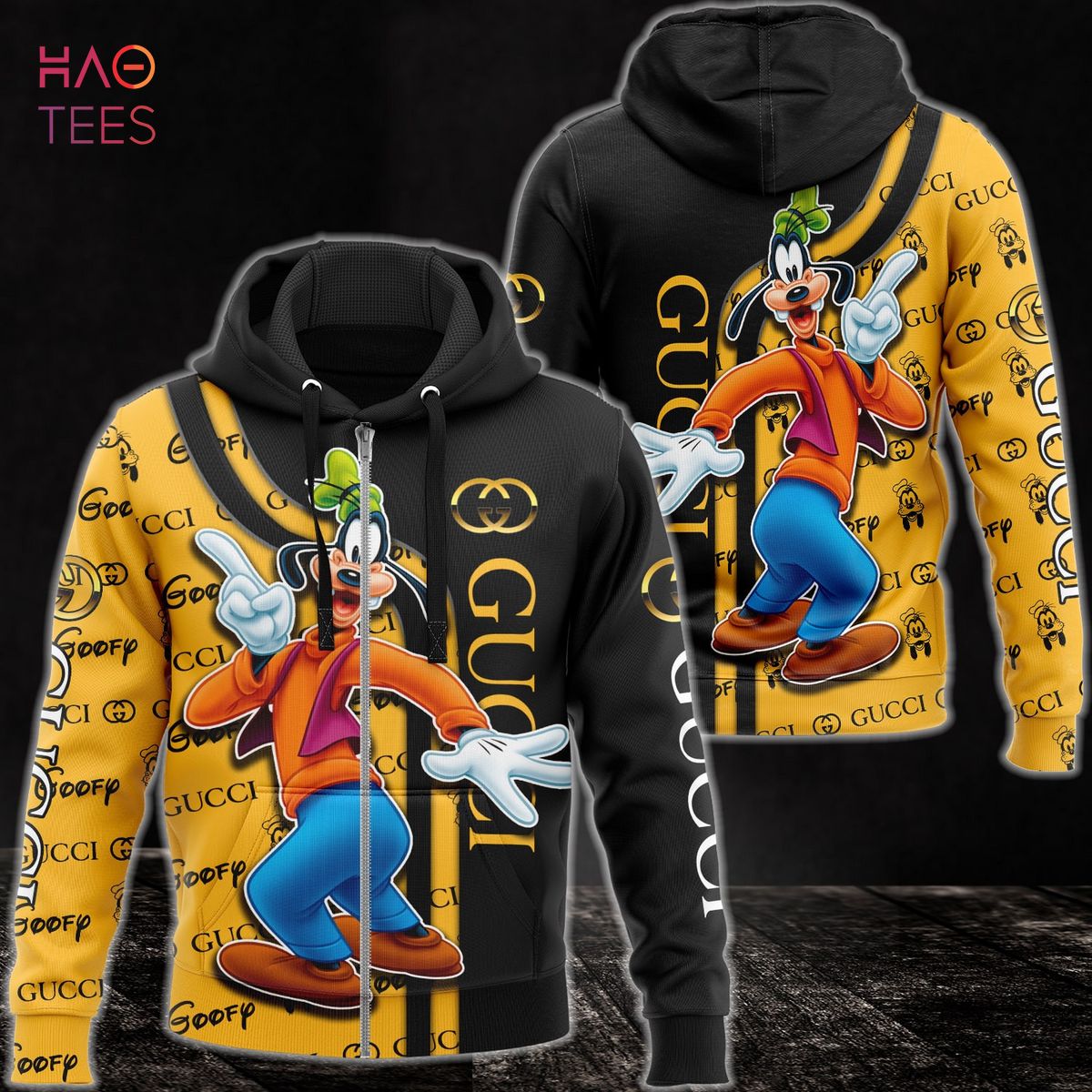 Best Gucci Goofy Luxury 3D Zip Hoodie