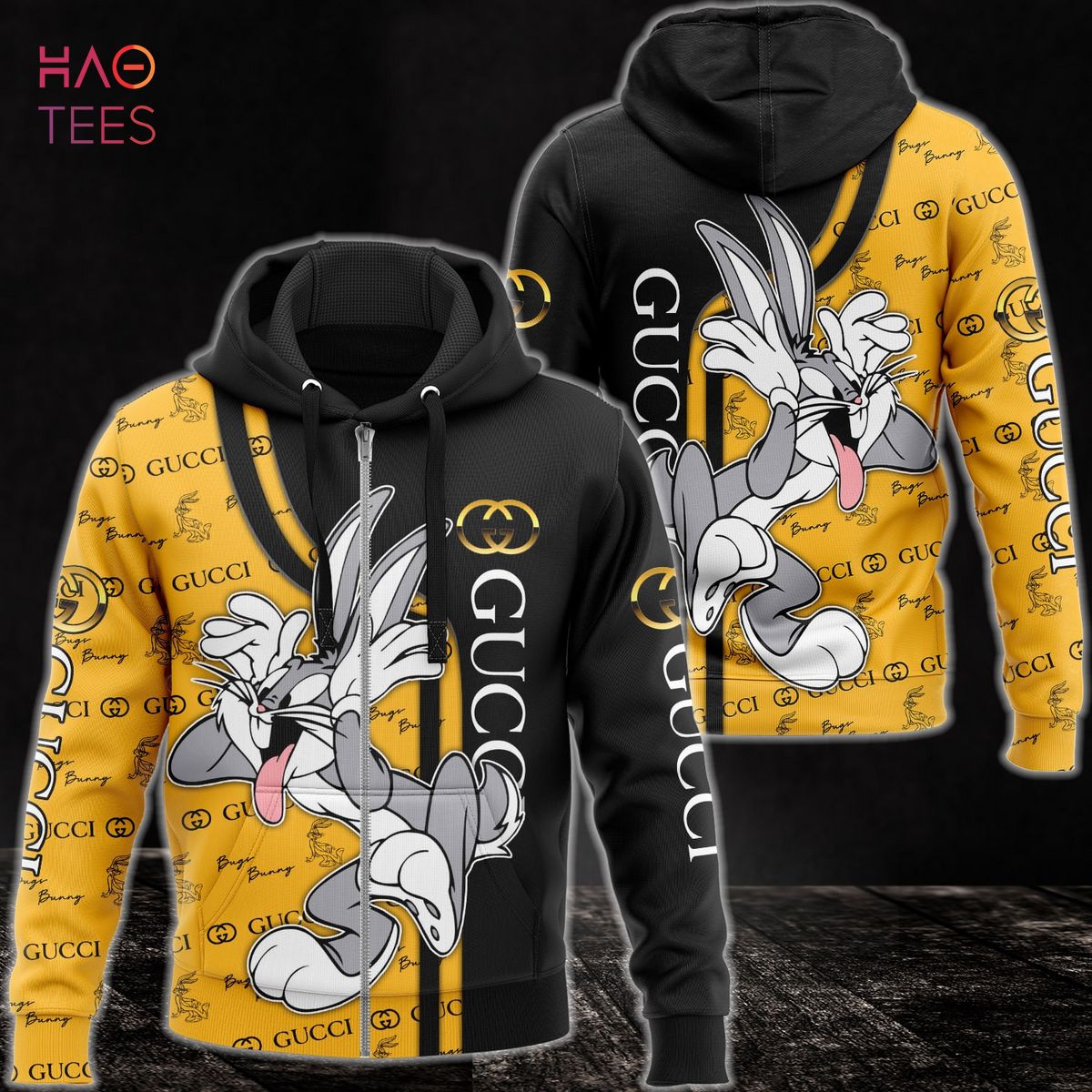 Gucci Bugs Bunny Yellow Luxury Zip Hoodie For Kids
