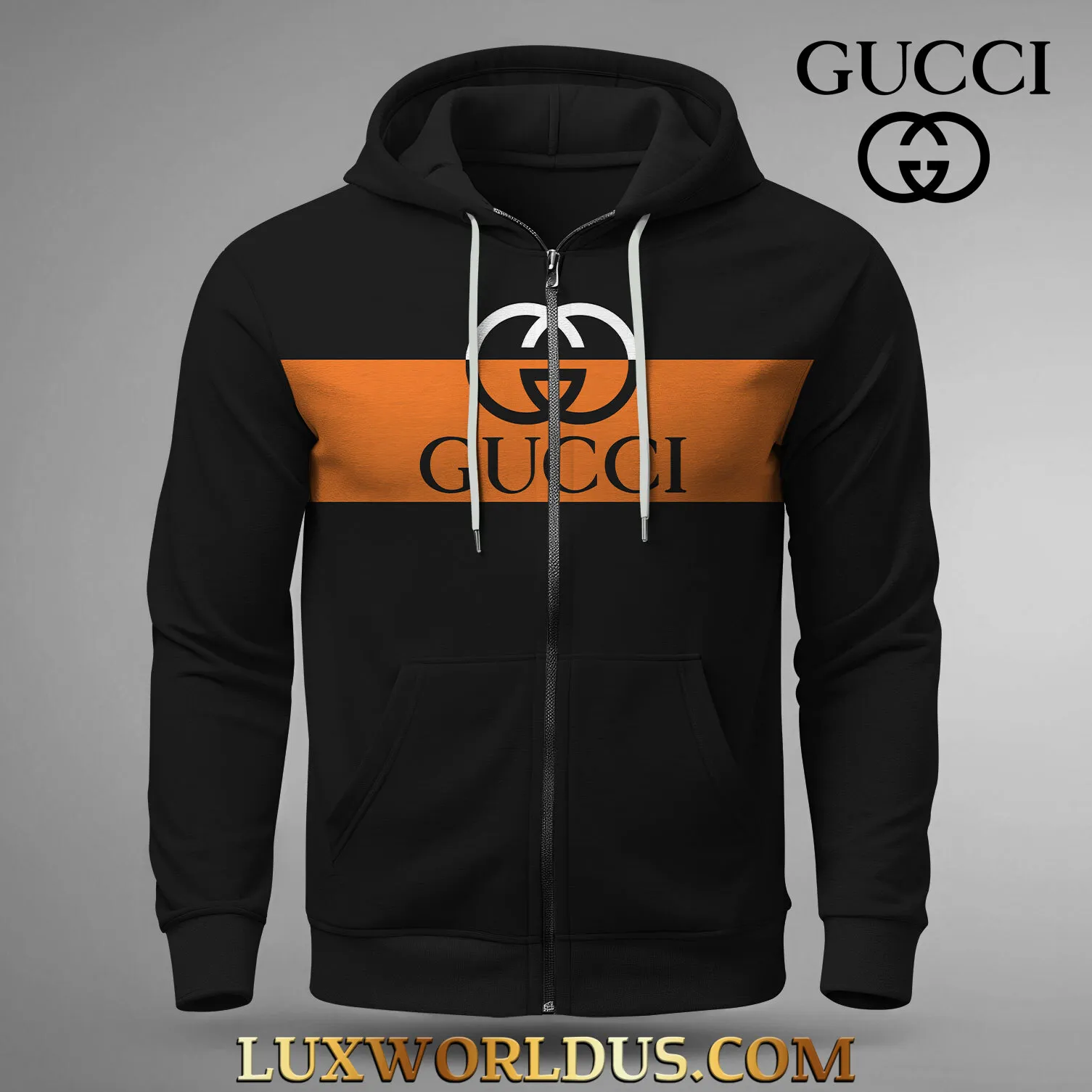 GUCCI black classic ZIP HOODIE For Kids And Adults