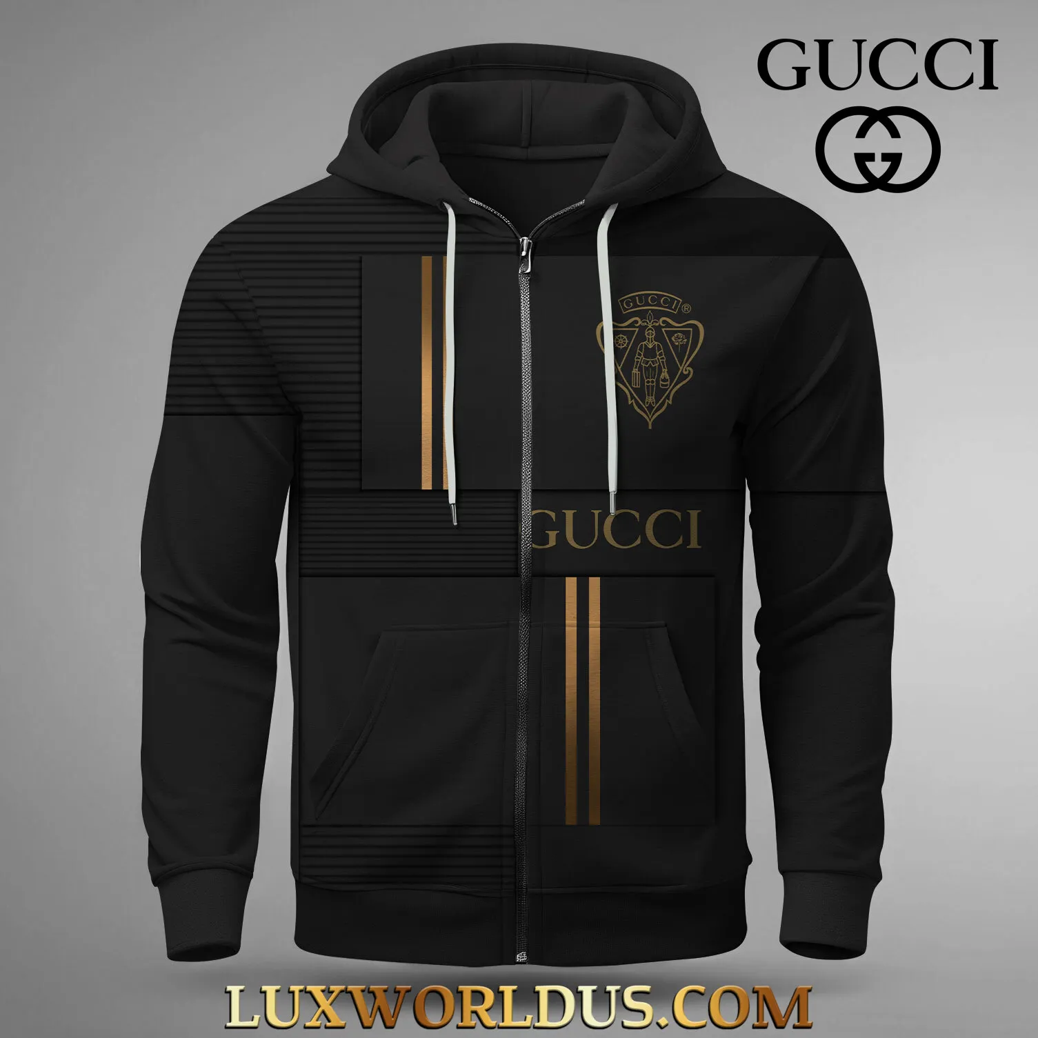 GUCCI BLACK Premium ZIP HOODIE Medium Fit