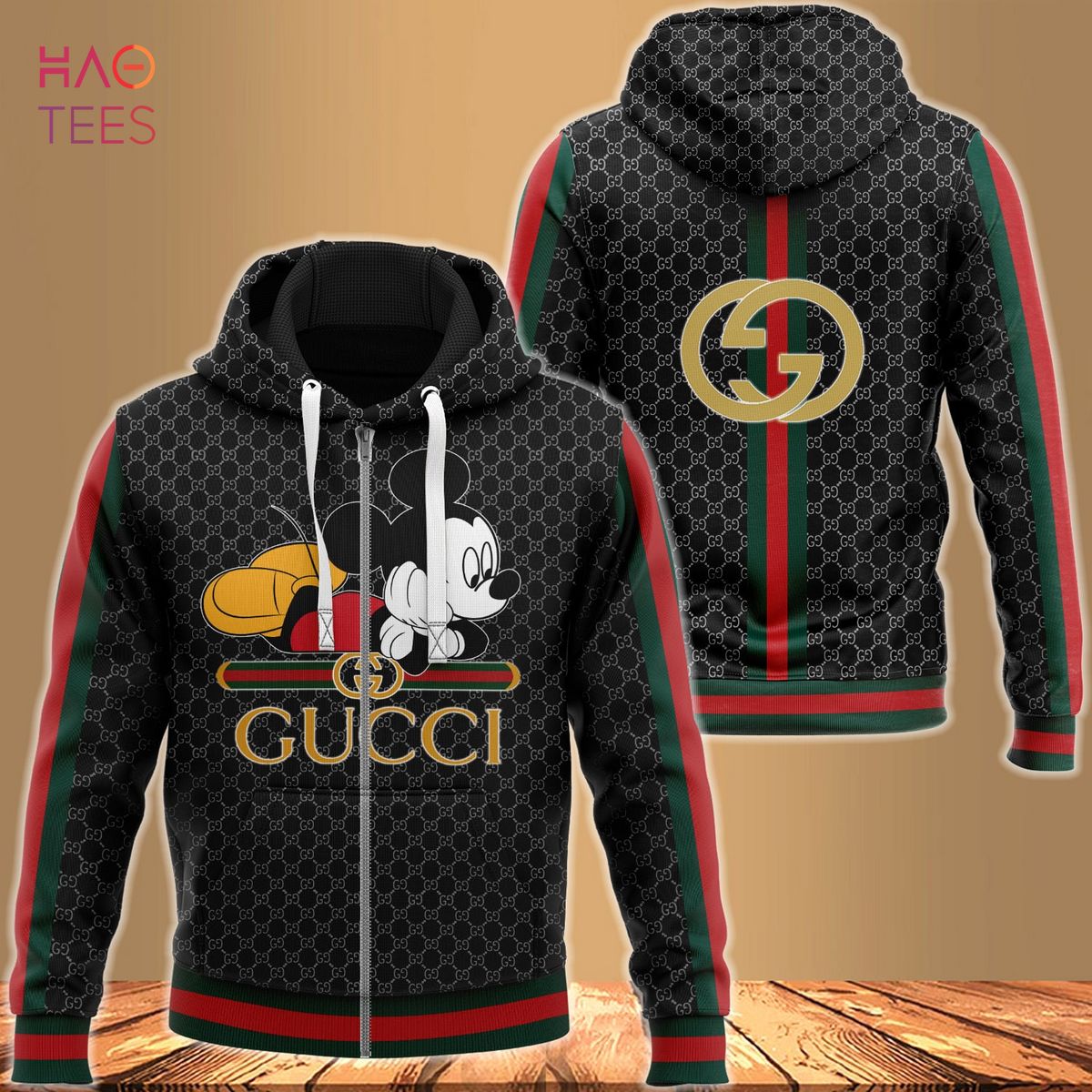 Hot Gucci Diney Mickey Luxury 3D Zip Hoodie Limited Edition