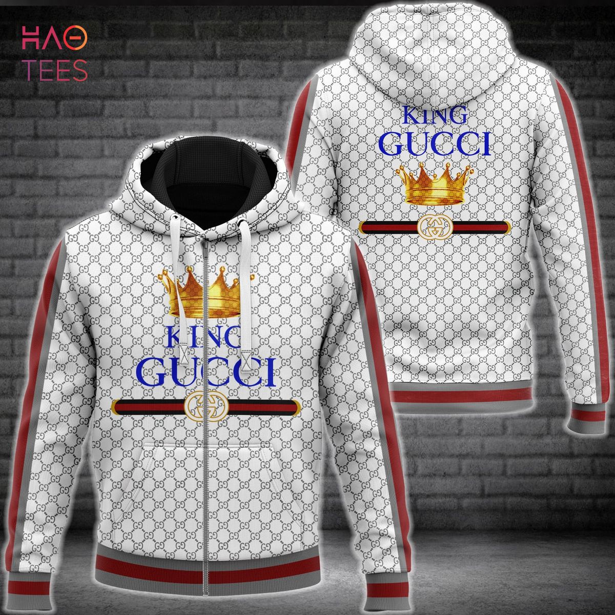 Hot Gucci Red Mix White Luxury 3D Zip Hoodie Limited Edition