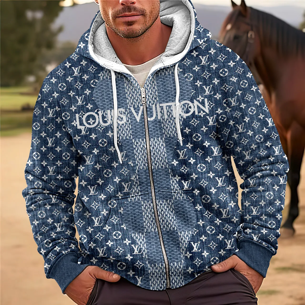 Louis Vuitton Monogram Damier Classic Zip Hoodie For Kids And Adults