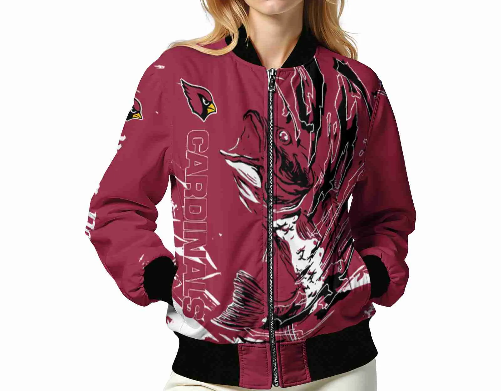 Arizona Cardinals NFL Bomber Jacket Dark Red Bomber Jacket Stadium Style For Sport Lovers