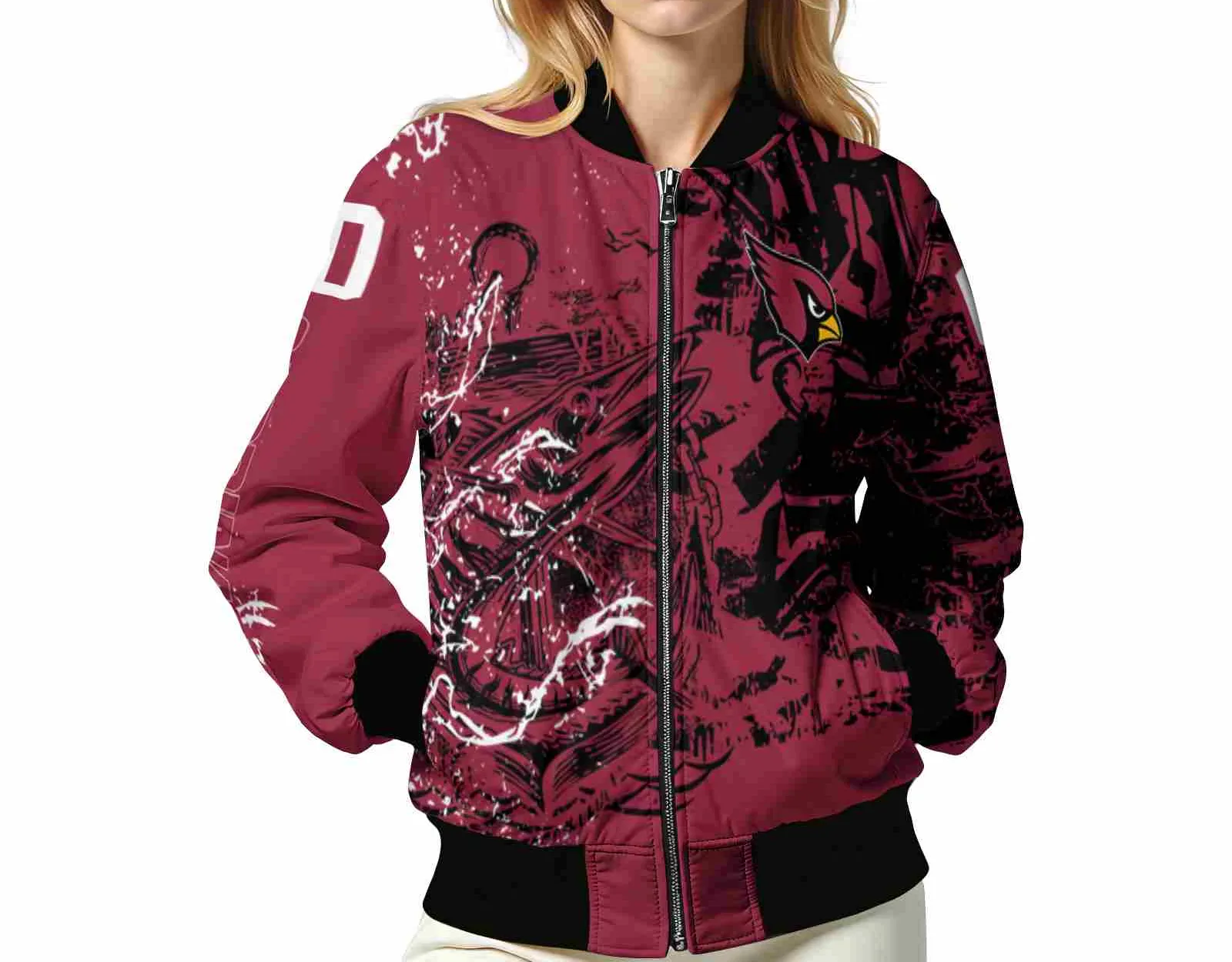 Arizona Cardinals NFL Bomber Jacket Dark Red Bomber Jacket Fan Essential For Sport Lovers