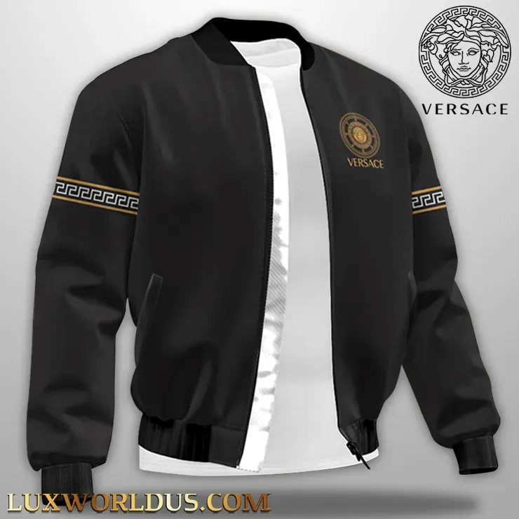 Black Versace 2025 Luxury Bomber Jacket For Men