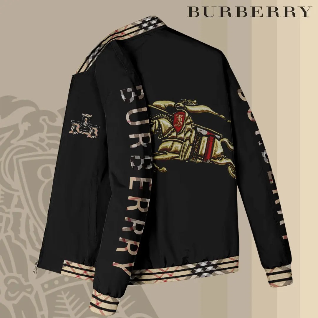 Burberry Established 1856 Premium Bomber Jacket Winter Black Luxury Classic