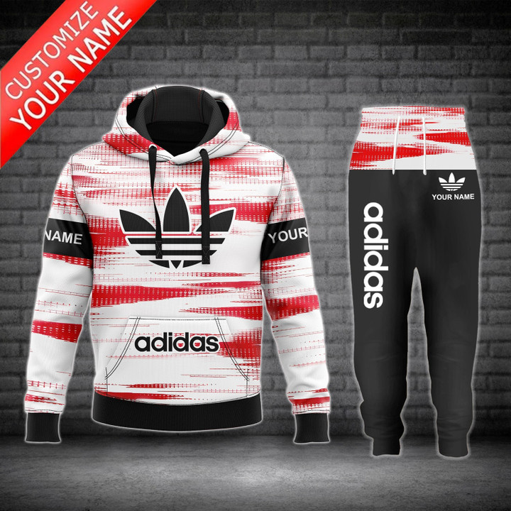 Adidas Red Stroke Personalized Mens Luxury Hoodie