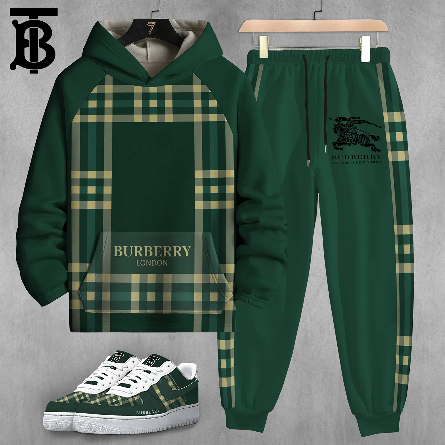 Burberry Green Mens Luxury Hoodie