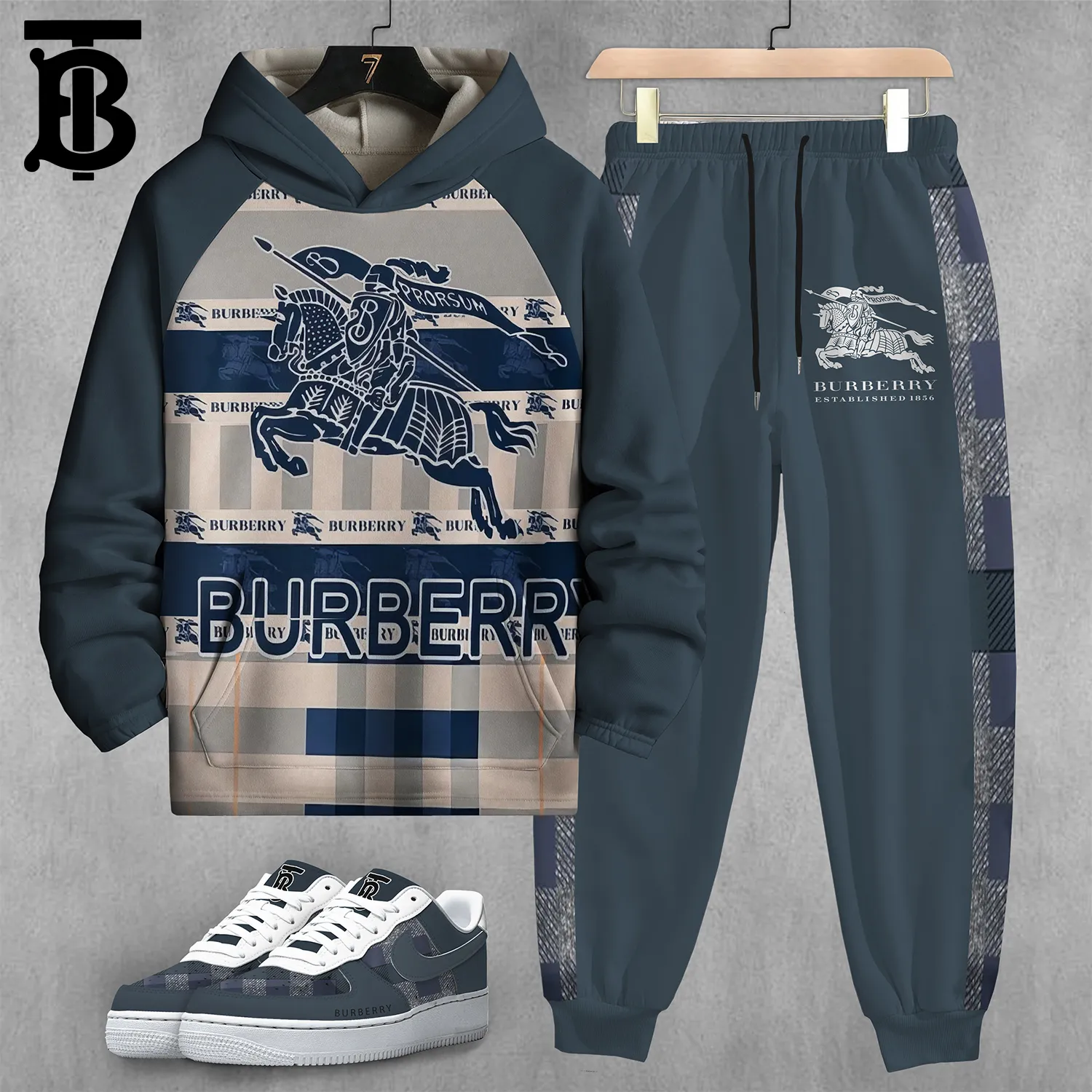 Burberry Luxury Classic Hoodie And Pants For Men Medium Fit