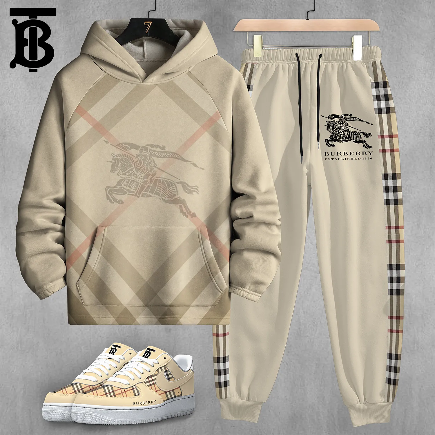 Burberry 2025 Premium Classic Hoodie And Pants For Men Women