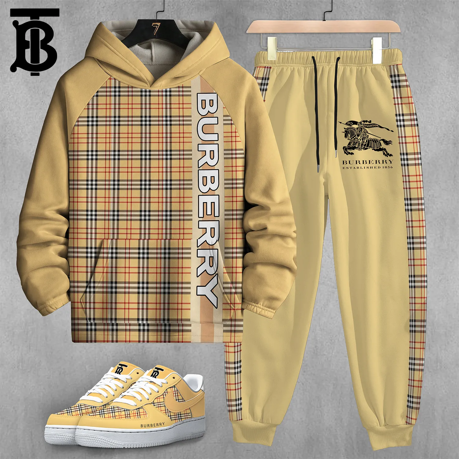 Burberry Luxury Classic Hoodie And Pants For Men Large Fit